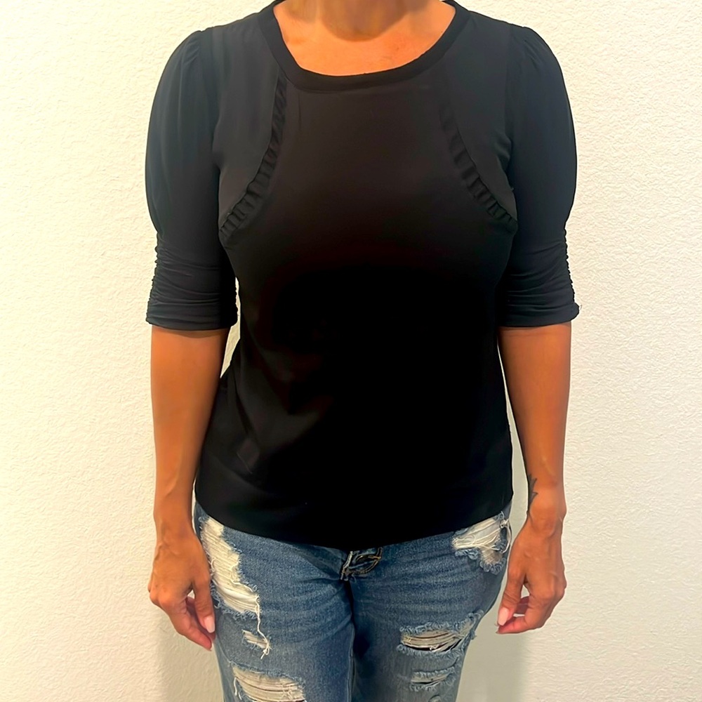 Banana Republic black rayon fitted blouse